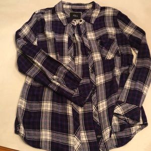 Rails 100% Rayon navy/hot pink/wht plaid Size M